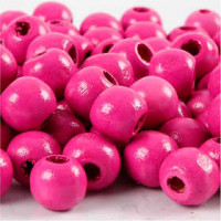 Houten kralen, d: 12 mm, gatgrootte 3 mm, roze, 22gr, circa 40 stuk [HOB-570416]