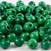 Houten kralen, d: 8 mm, gatgrootte 2 mm, groen, 15gr, circa 80 stuk [HOB-570497]