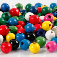 Houten kralen, d: 8 mm, gatgrootte 2 mm, diverse kleuren, 15gr, circa 80 stuk [HOB-570499]
