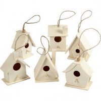 Vogelhuis, h: 7 cm, populier, 6stuks [HOB-575770]