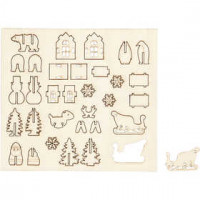 DIY Houten figuren, Kerst, l: 15,5 cm, b: 17,5 cm, triplex, 1doos, dikte 3 mm [HOB-57882]