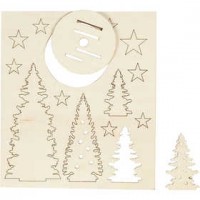 DIY Houten figuren, kerstbomen, l: 20 cm, b: 17,5 cm, triplex, 1doos, dikte 3 mm [HOB-57886]
