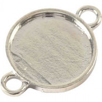Cabochon spacer kraal, d: 15 mm, gatgrootte 2,5 mm, verzilverd, 3stuks [HOB-601440]