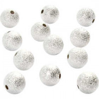 Glitter kralen, d: 10 mm, gatgrootte 1,5 mm, verzilverd, 20stuks [HOB-60666]