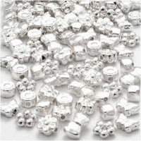 Figuurkralen, afm 4-10 mm, gatgrootte 1-1,5 mm, verzilverd, 200stuks [HOB-61352]
