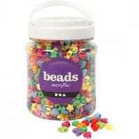 Plastic kralen, d: 10 mm, gatgrootte 3,5 mm, diverse kleuren, 400 gr, 700ml, circa 1530 stuk [HOB-61774]