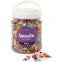 Tri-kralen mix, d: 10 mm, gatgrootte 2 mm, diverse kleuren, 385 gr, 700ml [HOB-61776]