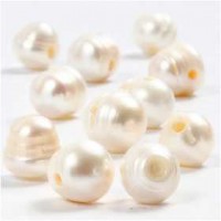 Zoetwater parels, afm 9-11 mm, gatgrootte 2 mm, parelmoer, 10stuks [HOB-631242]