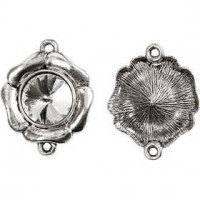 Hanger met kristal, h: 33 mm, gatgrootte 2 mm, 2 stuks, antiek zilver [HOB-63259]