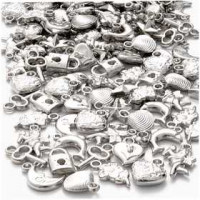 Zilveren bedels, afm 15-20 mm, gatgrootte 3 mm, 80gr, circa 178 stuk [HOB-63842]