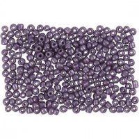Rocailles, afm 8/0 , d: 3 mm, metallic paars, 25gr, gatgrootte 0,6-1,0 mm [HOB-682131]