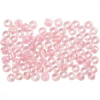 Rocailles, afm 6/0 , d: 4 mm, roze kern, 500gr, gatgrootte 0,9-1,2 mm [HOB-682782]