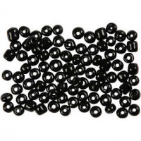 Rocailles, afm 6/0 , d: 4 mm, zwart, 500gr, gatgrootte 0,9-1,2 mm [HOB-682812]