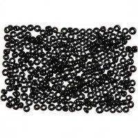 Rocailles, afm 12/0 , d: 2 mm, zwart, 500gr, gatgrootte 0,8 mm [HOB-682832]