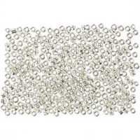 Rocailles, afm 15/0 , d: 1,7 mm, silver metal, 25gr, gatgrootte 0,5-0,8 mm [HOB-686720]
