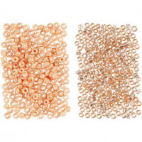 Rocailles, afm 15/0 , d: 1,7 mm, peach, light peach, 2x7gr, gatgrootte 0,5-0,8 mm [HOB-68687]