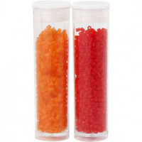 Rocailles, afm 15/0 , d: 1,7 mm, transparant oranje, transparant rood, 2-cut, 2x7gr, gatgrootte 0,5 mm [HOB-68792]
