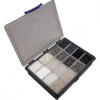 Rocailles - Assortiment, afm 6/0+8/0 , d: 3+4 mm, zwart/wit harmonie, Exclusief opbergdoos, 16x100gr, gatgrootte 0,6-1,0+0,9-1,2 mm [HOB-68810]