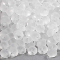 Glazen druppel kralen, d: 6 mm, gatgrootte 1,5 mm, Mat wit, 120gr [HOB-69661]