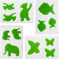 Gietmal, afm 6+8+10 cm, buitenmaat 14,9x22 cm, dieren, 4div, diepte 9 mm [HOB-78638]