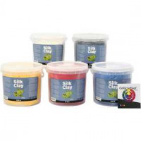 Silk Clay®, primaire kleuren, inclusief Colour School instructies, 5x650gr [HOB-79138]