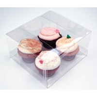 Plastic Doosjes voor 4 Cupcakes of muffins 19,1x17,8x10,2cm (100 stuks) [CBS177]