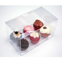 Plastic Doosjes voor 6 mini Cupcakes of muffins 17,8x10,2x7,6cm (100 stuks) [CBS179]