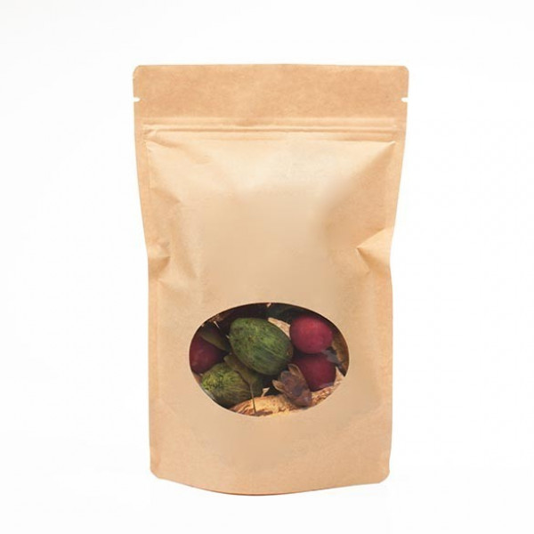 Kraft Hersluitbare Stazakken Ovaal Venster (met Vouw) 7,9 x 5,1 x 13cm (115ml) (100 Stuks) [ZBGO1K]